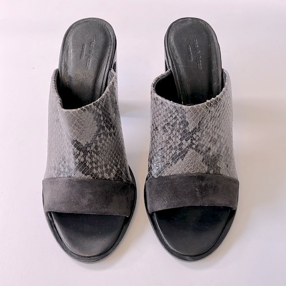 Rag & Bone 'Tristan' Suede Snake Print Leather Mule Sandals, Black, size 6.5 - Picture 6 of 16